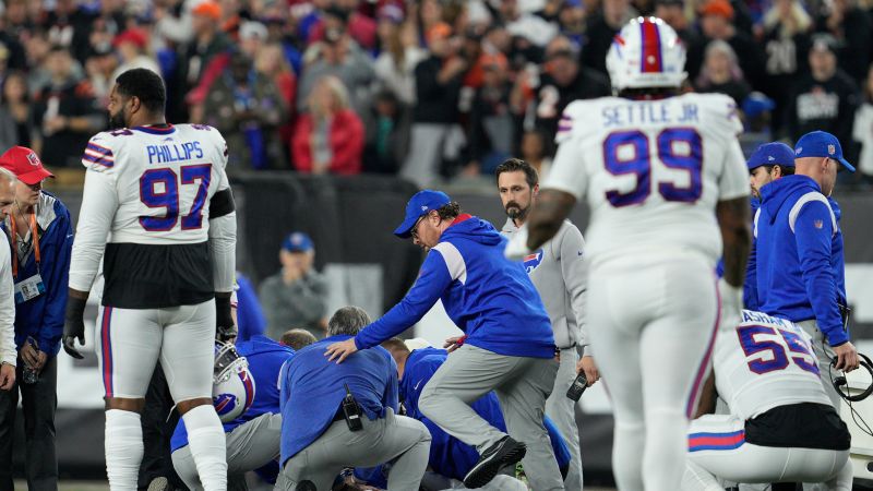 Hamlin was in critical condition after he had a cardiac arrest during a game and doctors are trying to get him breathing on his own.