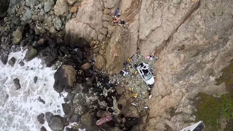 All four people survived the plunge off a California cliff.