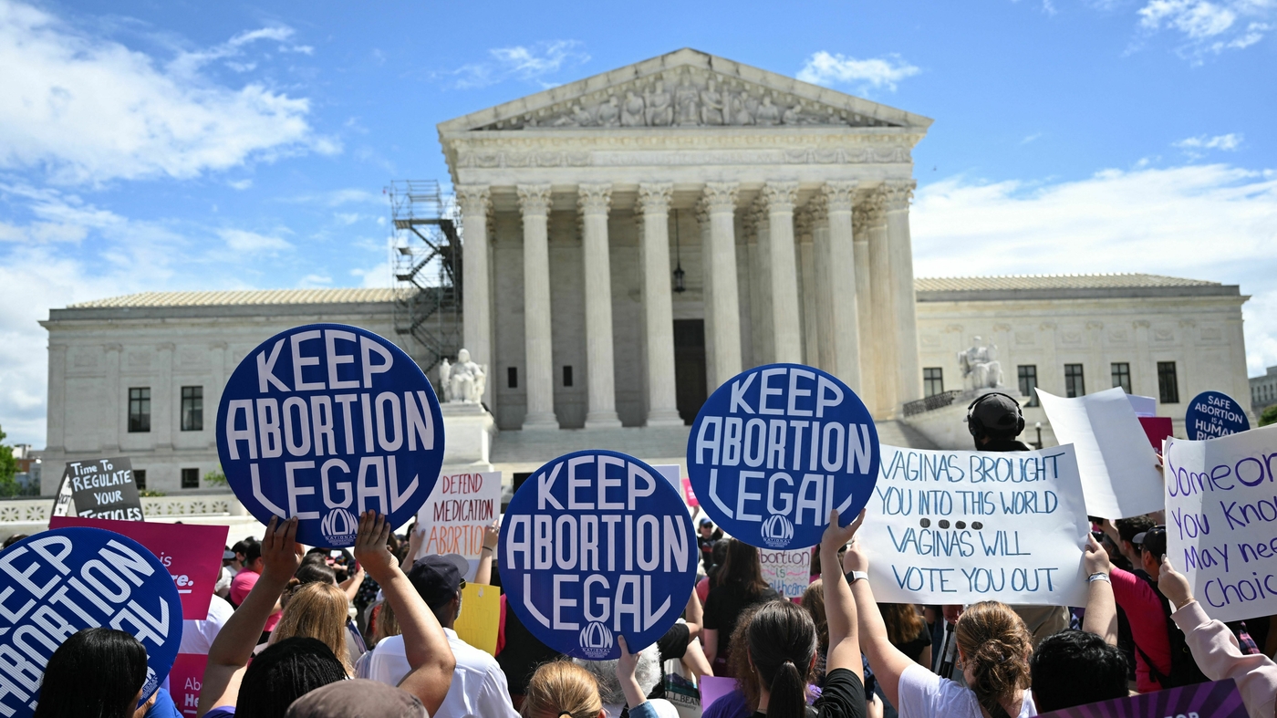 Pro-choice advocates are demonstrating in support of abortion pill access
