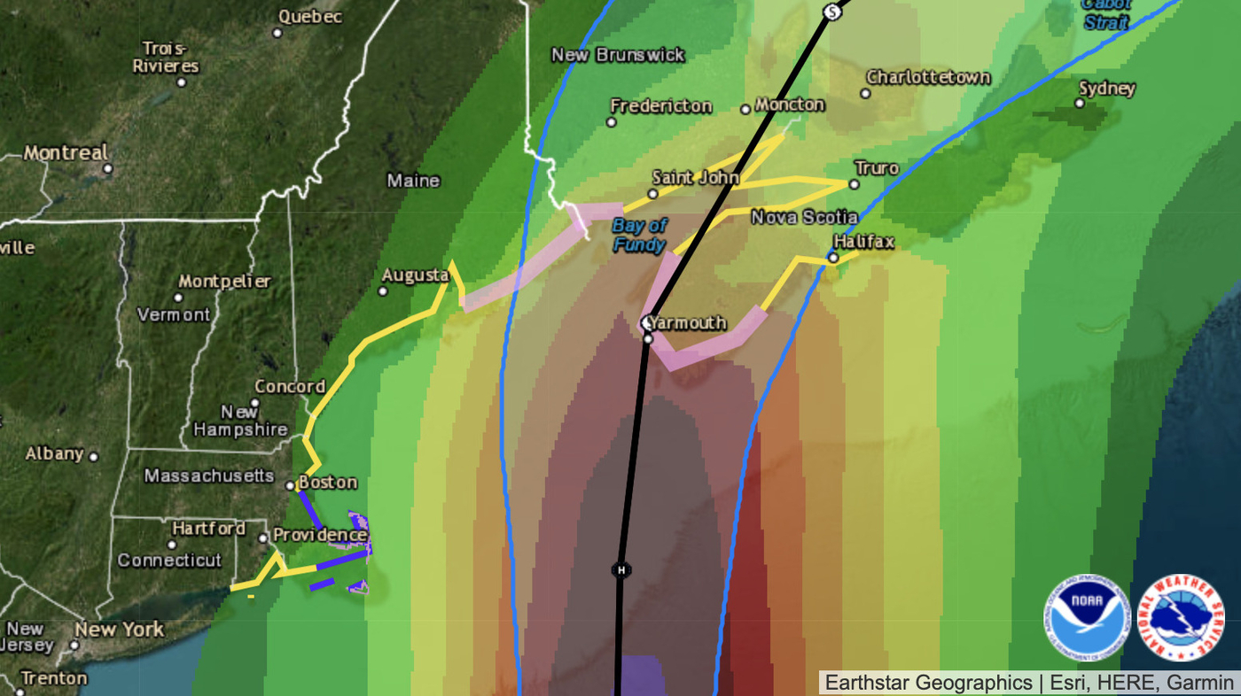 A tropical storm warning is in effect for parts of Massachusetts