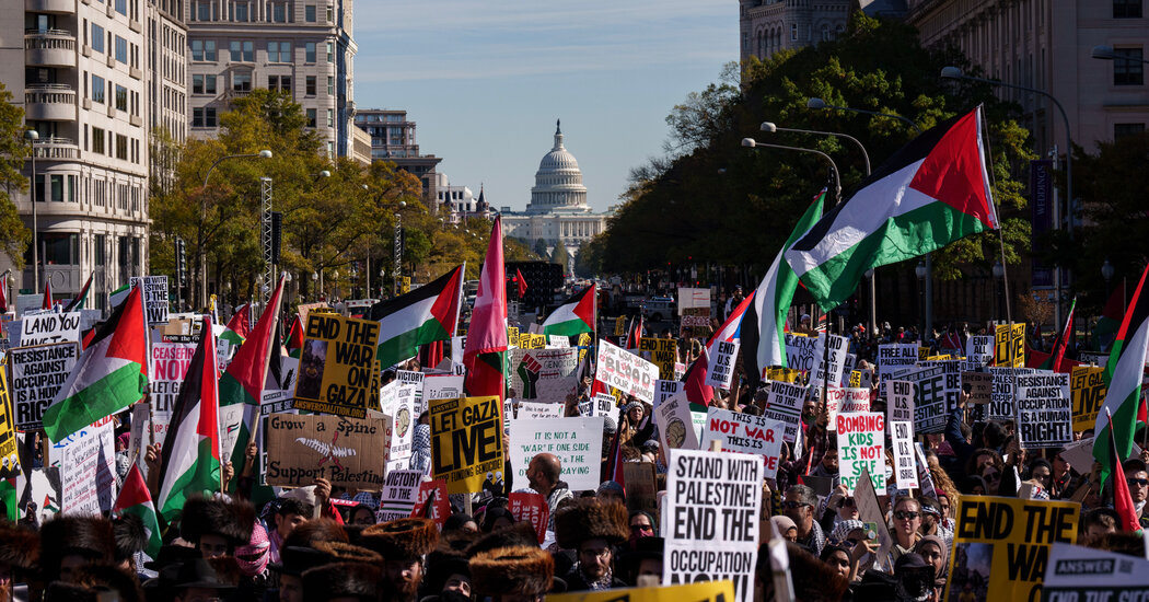 The pro-Palestinian march is in D.C