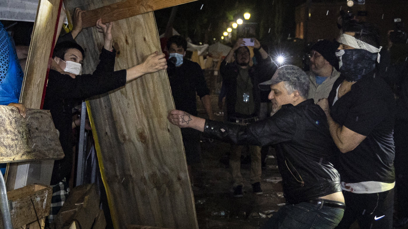 Police enter the UCLA anti war camp
