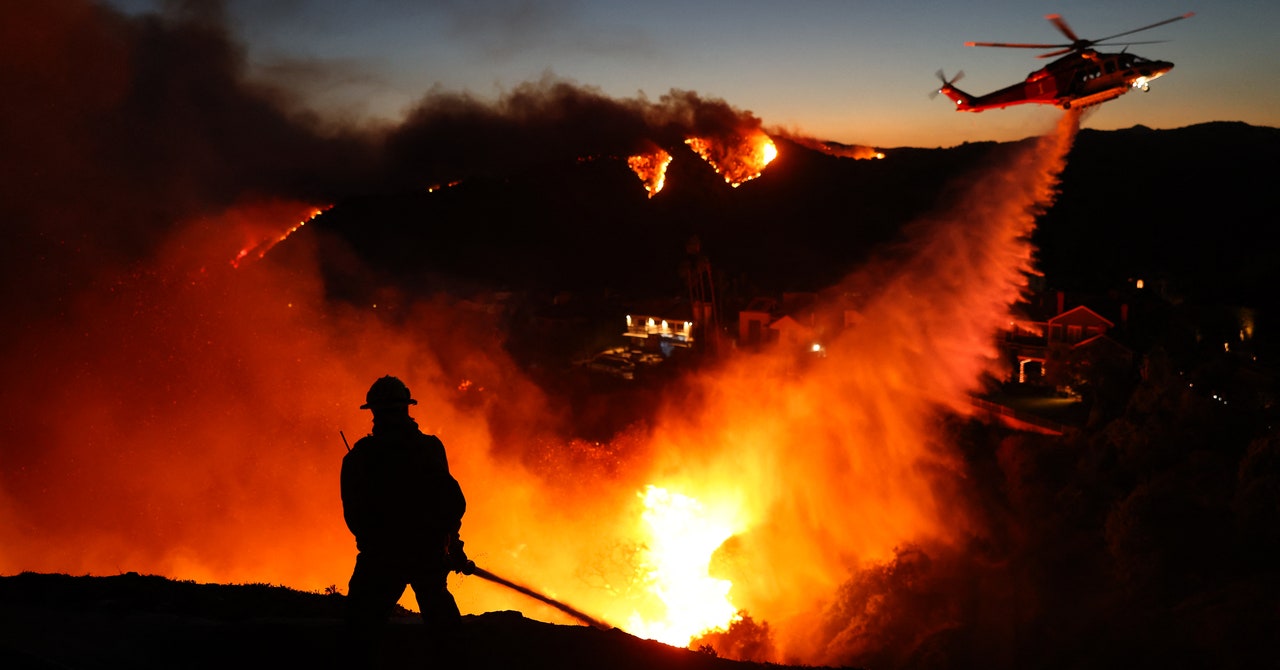 A windstorm causes a fire in Southern California